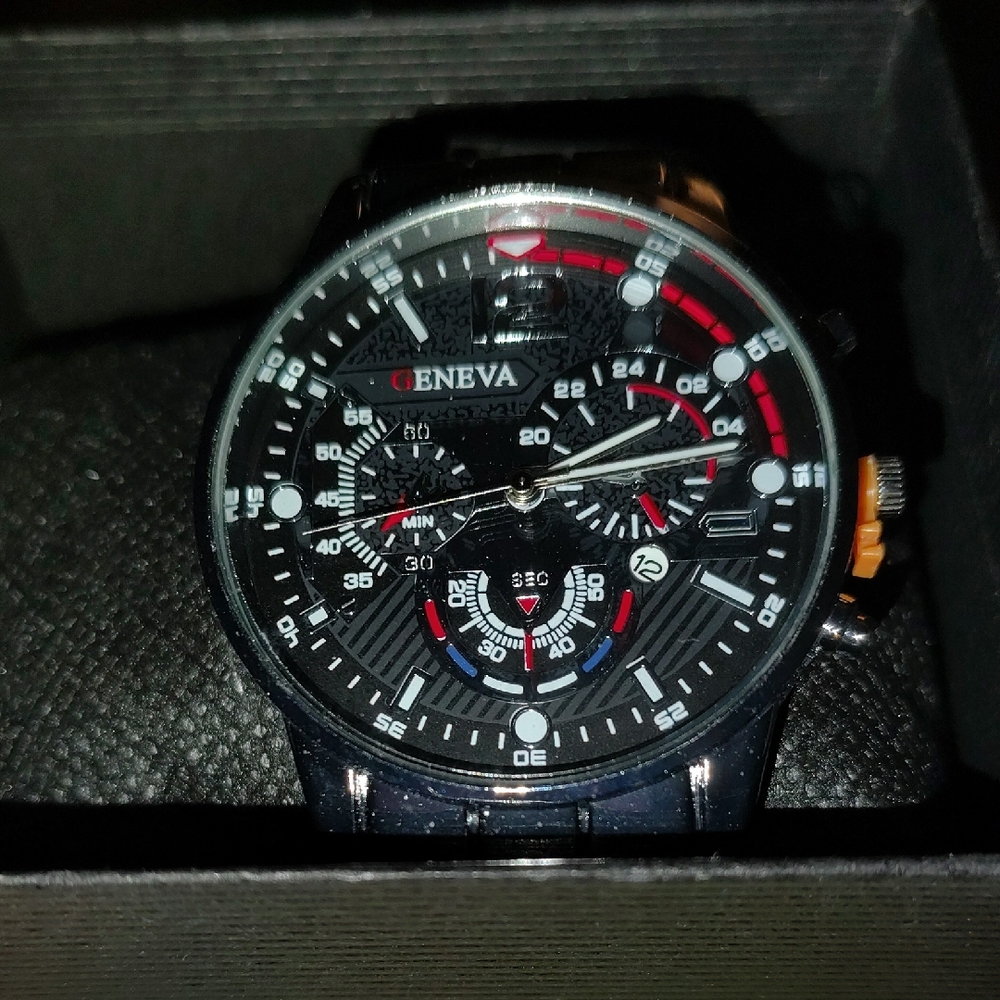 Geneva Black and Red Men's Watch